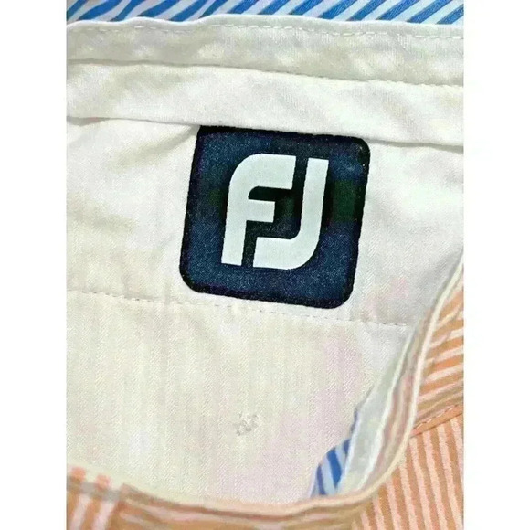 FOOTJOY Men’s Seersucker Stretch Golf Shorts - Peach & White - Size 34 - Picture 3 of 6